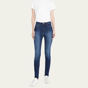 L'Agence 25 Marguerite High-Rise Ankle Skinny Jeans Dark Denim Stretch $255